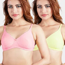Sonari Pack of 2 Pink & Yellow T-Shirt Bra - Non Padded-picture-29