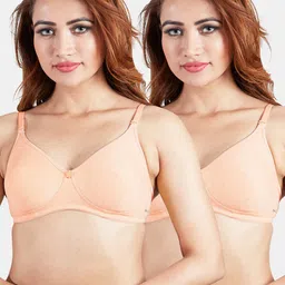 Sonari Peach-Coloured Pack Of 2 Non Padded T-Shirt Bra With All Day Comfort Features-picture-31