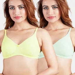 Sonari Pack Of 2 Yellow & Sea Green T-Shirt Bra-picture-32