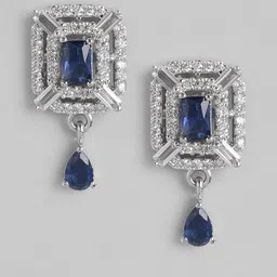 Anouk AD Stud Silver Toned Charming Chain Pendant Premium Necklace Set image 3