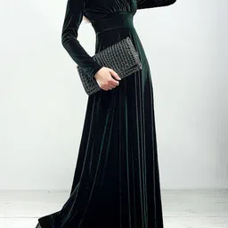 Women A-line Green Ankle Length Dress-image-59