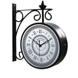 random Double Sided Vintage Multicolour Metal Station Clock image 4