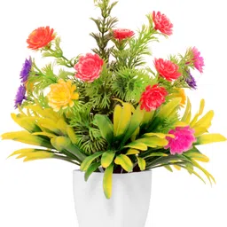 anuash Artificial Flowers with Pot for Desk And Table Green Wild Flower Artificial Flower with Pot image 5