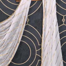 sarvagun Chiffon Floral Print White, Gold Women Dupatta-picture-27
