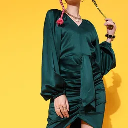 STREET 9 Women Gorgeous Green Solid Dress-image-76
