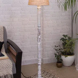 Homesake Jute Shade & Wooden Antique White Candlestick Floor lamp-picture-28