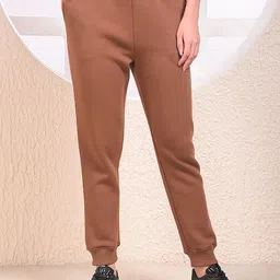 crimsoune club Women Solid Brown Track Pants image 4
