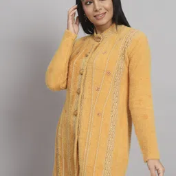 asdf Wool Blend Embroidered Coat For Women image 3