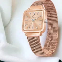 jainx Rose Gold Mesh Magnet Chain Analog Watch - For Women JW8605-picture-45