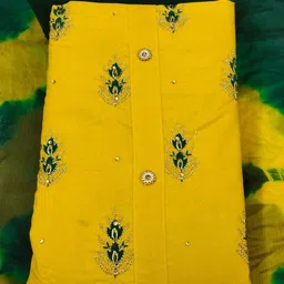 ishika creation Unstitched Cotton Blend Kurta & Churidar Material Embroidered-picture-13