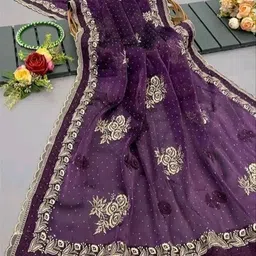 ethnicaura Unstitched Georgette Blouse Material Embroidered image 5