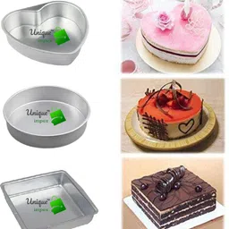 akwish Heart /Round/Square Shape Aluminium Cake Mould / Cake pans + cake baking set Kitchen Tool Set image 2