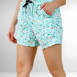 bliez Pack of 2 Floral Print Women Blue, Pink Basic Shorts, Night Shorts image 3