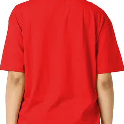 tqh Women Typography Round Neck Cotton Blend Red T-Shirt image 2