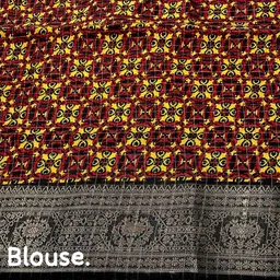 j6 designers Self Design Hand Batik Cotton Silk Saree image 4