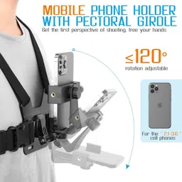 USPOT Chest Mount Harness Strap Holder Cell Phone Clip Action Camera POV Strap image 3