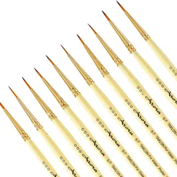 frkb Detail and Script Liner Round Paintbrush of 000 Number Fine Set of 10pc image 3