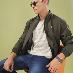 dollar Men Solid Bomber Jacket image 4