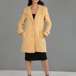 honnete 100 % Polyester Solid Coat For Women-picture-30