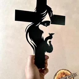 dphoenix Jesus Face Cross Wall Decor – MDF Christian Wall Hanging image 2