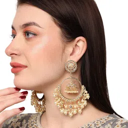 ANIKAS CREATION Gold-Plated Chandbalis Earrings image 4