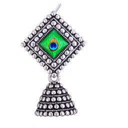 MEENAZ Pack of 4 Oxidised Silver Plated Silver Jhumkas image 5