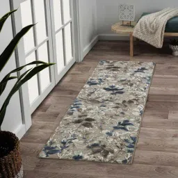 obsessions Light Brown Floral 2x3 Feet Machine Made Runner-picture-37