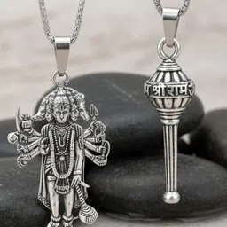 REVERSEA Panchmukhi Hanuman Gada Locket for Men Silver Sterling Silver image 4