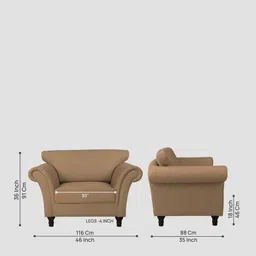 febonic Rana Fabric 1 Seater Sofa in Copper Brown Color image 2