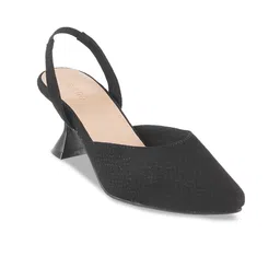 Metro Pointed Toe Textured Block Mules With Backstrap image 1