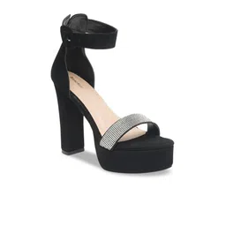 Bruno Manetti Black Suede Party High-Top Block Pumps image 5