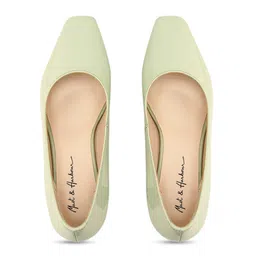 Mast & Harbour Mint Green Square Toe Block Heel Pumps image 3
