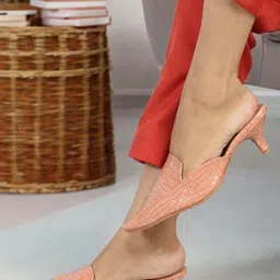 Carlton London Textured Pointed Toe Kitten Heel Mules image 3