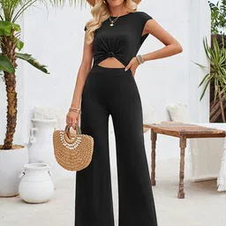 StyleCast Black Round Neck Basic Jumpsuit-image-42
