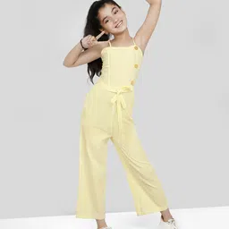 Naughty Ninos Girls Striped Shoulder Straps Waist Tie Ups Pure Cotton Jumpsuit-picture-40