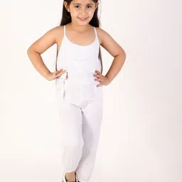 JBN Creation Girls White Halter Neck Polka Dot Printed Basic Jumpsuit-picture-24
