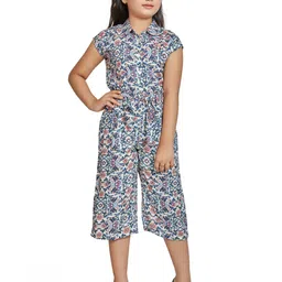 Peppermint Girls Blue & White Printed Jumpsuit-image-8