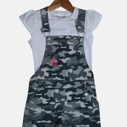 Peppermint Girls Grey & White T-shirt with Dungaree-image-96