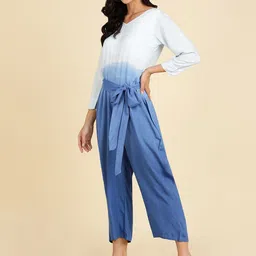 Maaesa Colourblocked Ombre Dye Waist Tie Ups Basic Jumpsuit image 3