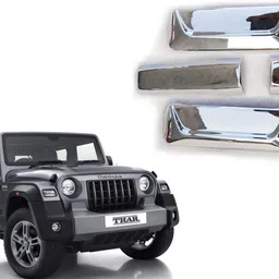Mahindra Thar (2020 Onward) Car door handle catch chrome cover (set of 3) Car Grab Handle Cover-image-57