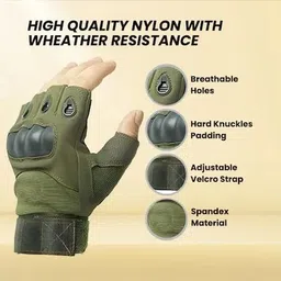 automerak Men's Half Finger Outdoor Military Tactical Gloves - Sports Shooting Riding Gloves image 2