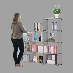 pali Plastic Metal 9 Shelf Book Organizer Plastic Open Book Shelf image 3