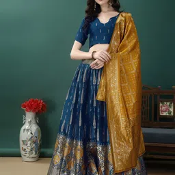 jivuba Self Design Semi Stitched Lehenga Choli image 3