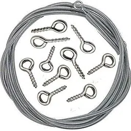 shasales wire spring for Window Curtain Net Cord Kit with Pack of (12 Hooks / 10 METER) Curtain Ring with Hook-picture-13