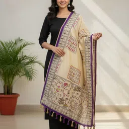 kiona fab Cotton Silk Printed Purple Women Dupatta image 1