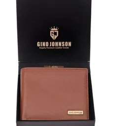 gino johnson Men Formal Tan Genuine Leather RFID Wallet-picture-20