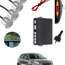 msnp Silver Waterproof Parking Sesnor With Led Display For Vehicle-55 Universal Silver 4pcs Reverse Parking Safety Sensor For Car-55 Parking Sensor image 1