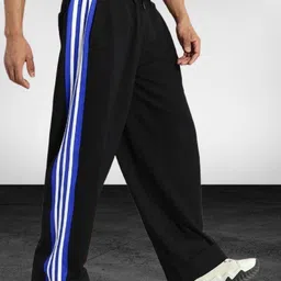 coastal clothier Men Striped Black Track Pants image 1