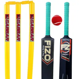 fizo PVC Cricket Kit For Adults Double Blade Bat, Wickets 32'', Bails, Ball, Base Cricket Kit image 1