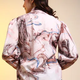 metronaut Women Regular Fit Printed Curved Collar Casual Shirt image 4